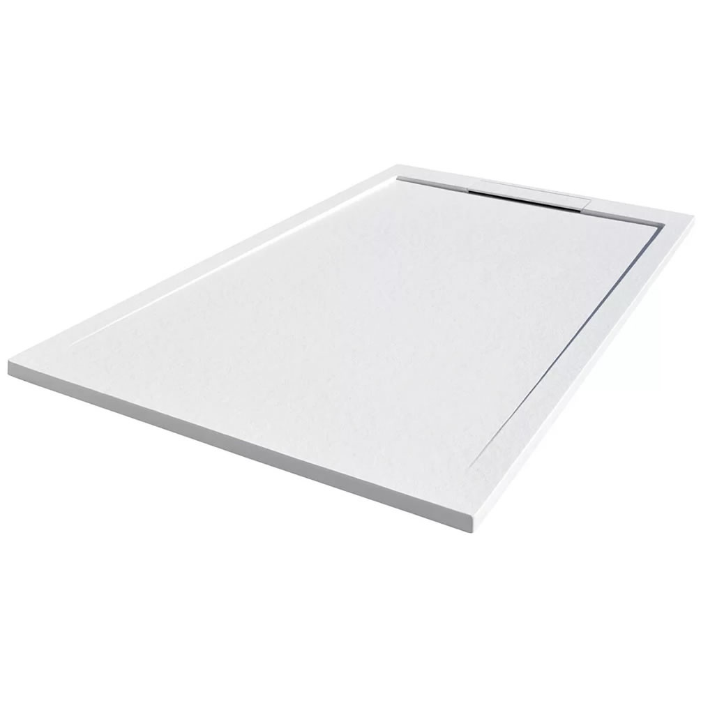 Cutout image of Tissino Giorgio Lux White Slate 2000 x 800mm Stone Resin Rectangular Shower Tray